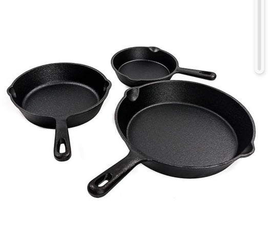 Lifespace - Matt Black 3 Pc Cast Iron - Skillet Pan Set