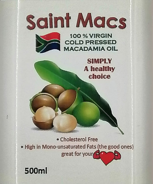 Macadamia Oil - Extra Virgin Cold Pressed - 500Ml